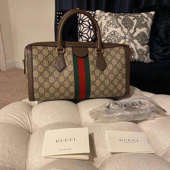 SOLD!✨NEW✨GUCCI✨GG GUCCISSIMA & LEATHER BOSTON BAG - Picture 11 of 16
